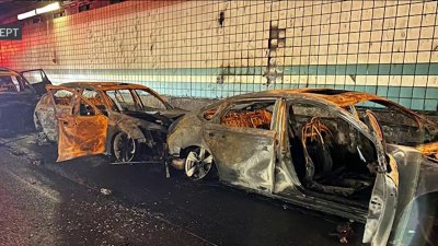 Incendio de tres autos dentro de túnel en Boston