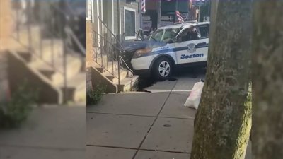 Video muestra caos tras choque de patrulla contra edificio en East Boston