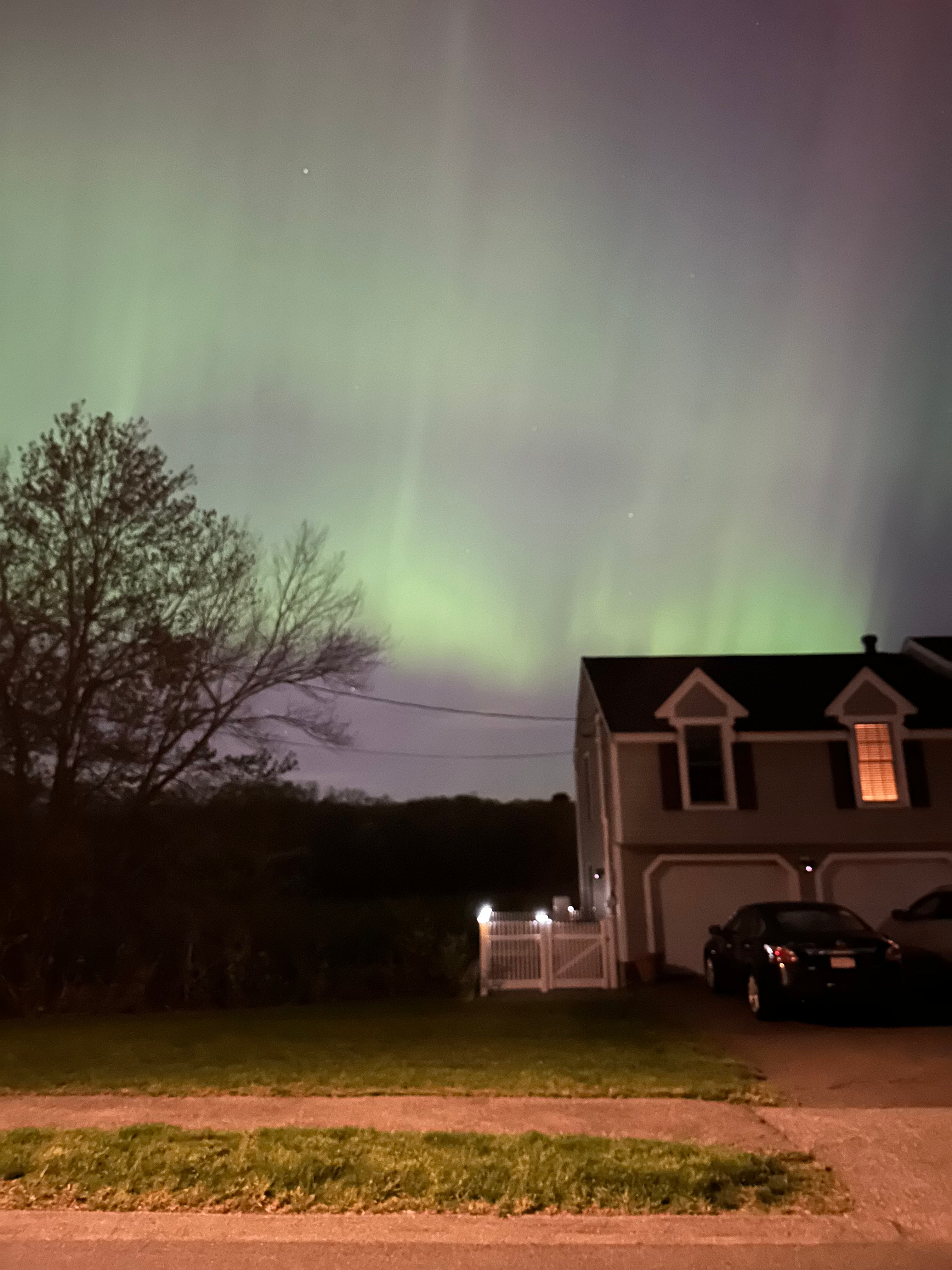 This is a picture that I took at about 10pm in Beverly of the Northern Lights