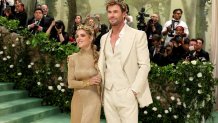 NEW YORK, NEW YORK - MAY 06: (L-R) Elsa Pataky and Chris Hemsworth attend The 2024 Met Gala Celebrating "Sleeping Beauties: Reawakening Fashion" at The Metropolitan Museum of Art on May 06, 2024 in New York City. (Photo by Dia Dipasupil/Getty Images)