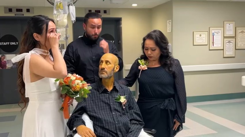 A father's dying wish to walk his daughter down the aisle came true thanks to the help of the hospital staff at Providence St. Joseph Hospital in Orange.