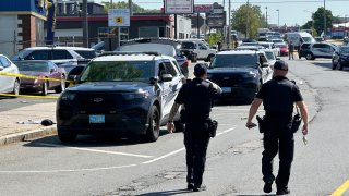 Police investigating a shooting in Malden, Massachusetts, on Wednesday, May 22, 2024.