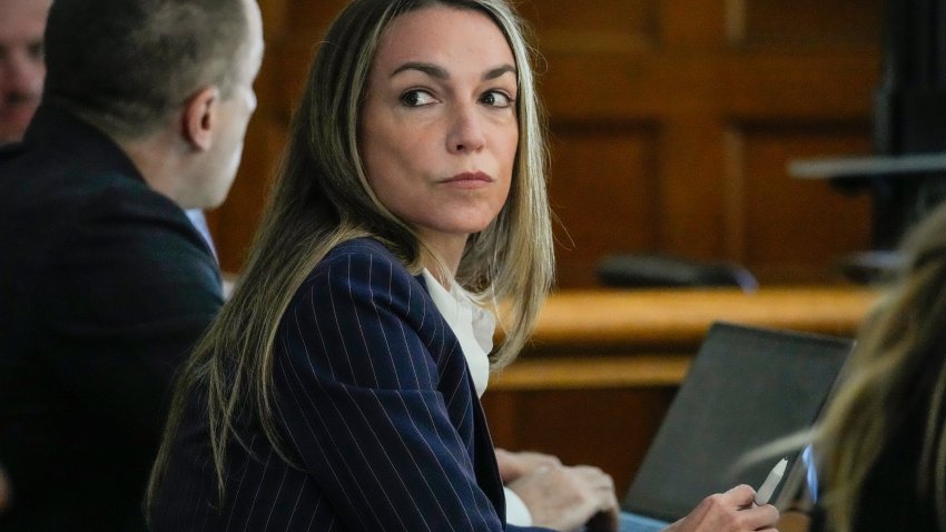 Dedham, MA – June 10: Karen Read looks at the gallery during her murder trial at Norfolk Superior Court.