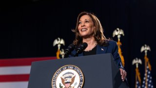 La vicepresidenta Kamala Harris. durante su primer acto de campaña en West Allis, Wisconsin, este martes.