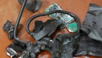 A photo taken on September 18, 2024, in Beirut’s southern suburbs shows the remains of exploded pagers on display at an undisclosed location. 