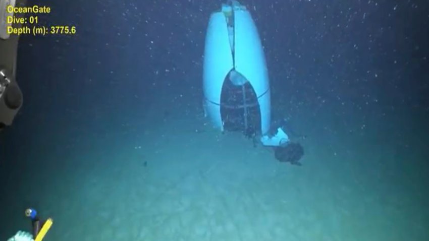 Esta imagen de junio de 2023 facilitada por Pelagic Research Services muestra restos del sumergible Titan en el fondo del océano Atlántico. (Pelagic Research Services via AP)