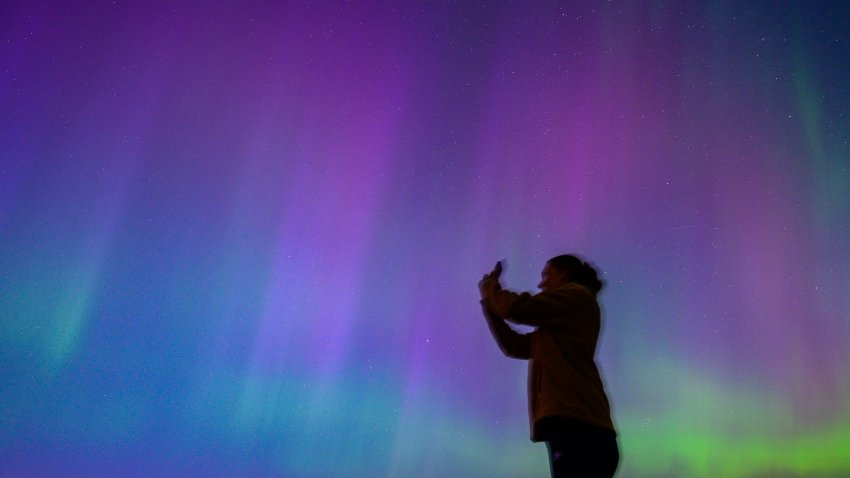 17 August 2024, Sweden, Sundsvall: Colorful auroras glow in the night sky near the northern Swedish town of Sundsvall. Photo: Patrick Pleul/dpa (Photo by Patrick Pleul/picture alliance via Getty Images)