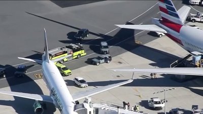 Aviones tocan alas en el aeropuerto Logan