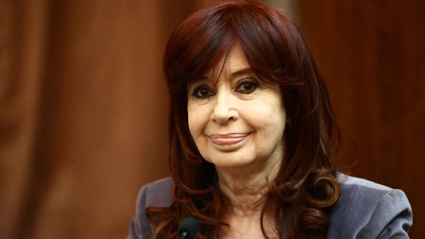 Former Argentine President Cristina Fernandez de Kirchner looks on as she testifies as a witness in the trial for her assassination attempt at the Comodoro Py courts in Buenos Aires on August 14, 2024. Cristina Kirchner demanded this Wednesday that the justice system find the “ideologues and financiers” of the failed assassination attempt of September 1, 2022, when she was vice president, as she testified in a trial against three defendants whom she considered only as “material authors.” (Photo by TOMAS CUESTA / AFP) (Photo by TOMAS CUESTA/AFP via Getty Images)