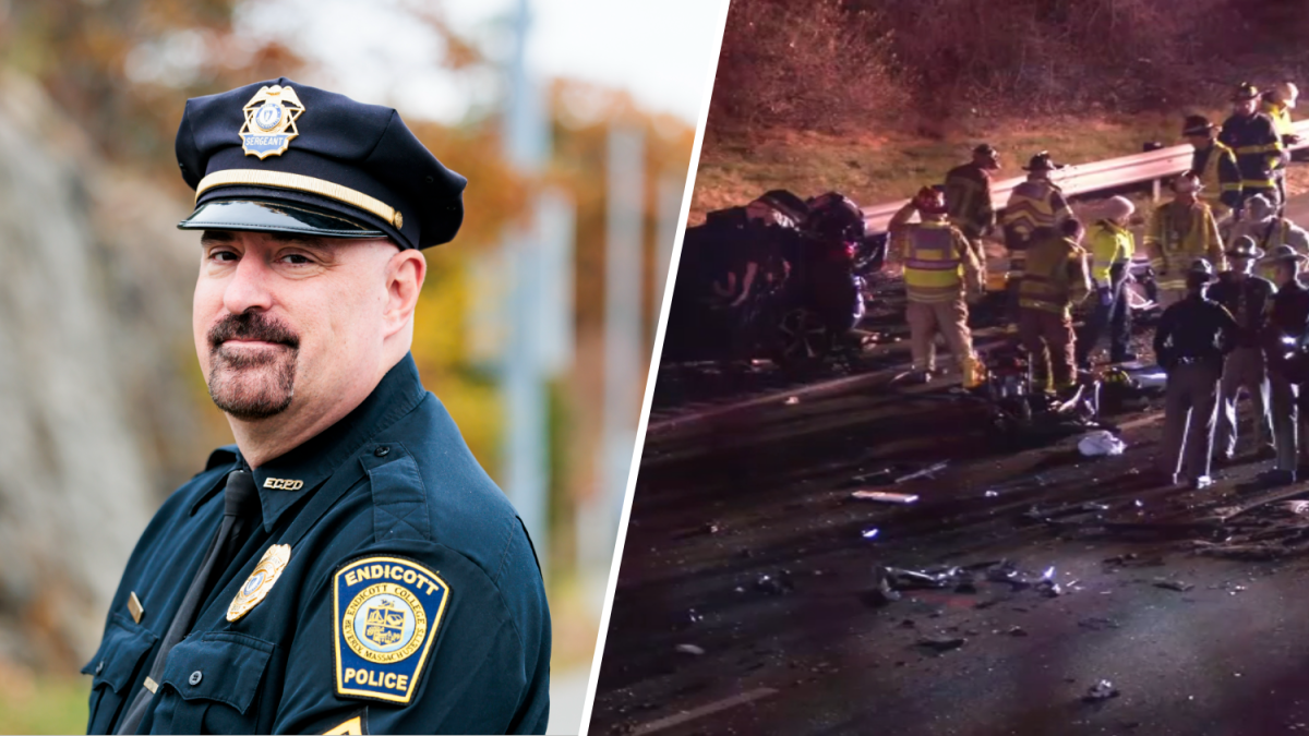 Sargento de policía de Endicott College muere en accidente en la I-95 –  Telemundo Nueva Inglaterra, image size:1200x675