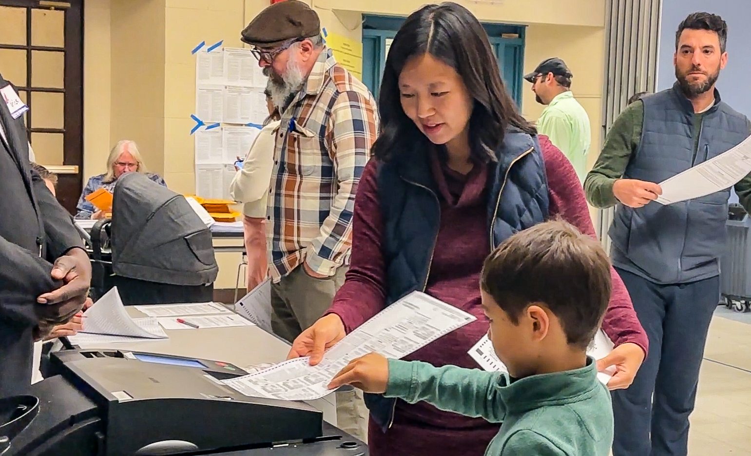 Boston Mayor Michelle Wu votes on Nov. 5, 2024, at Roslindale’s Bates School.