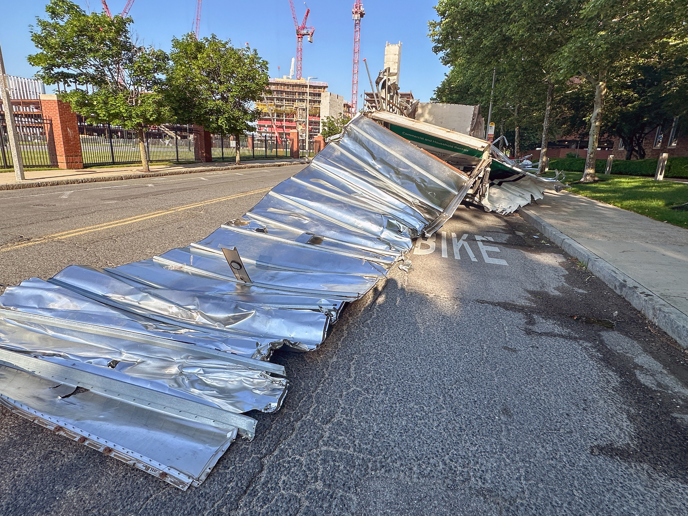 June 4, 2024: A bridge strike on Boston’s Soldiers Field Road caused extensive damage to this rental truck.