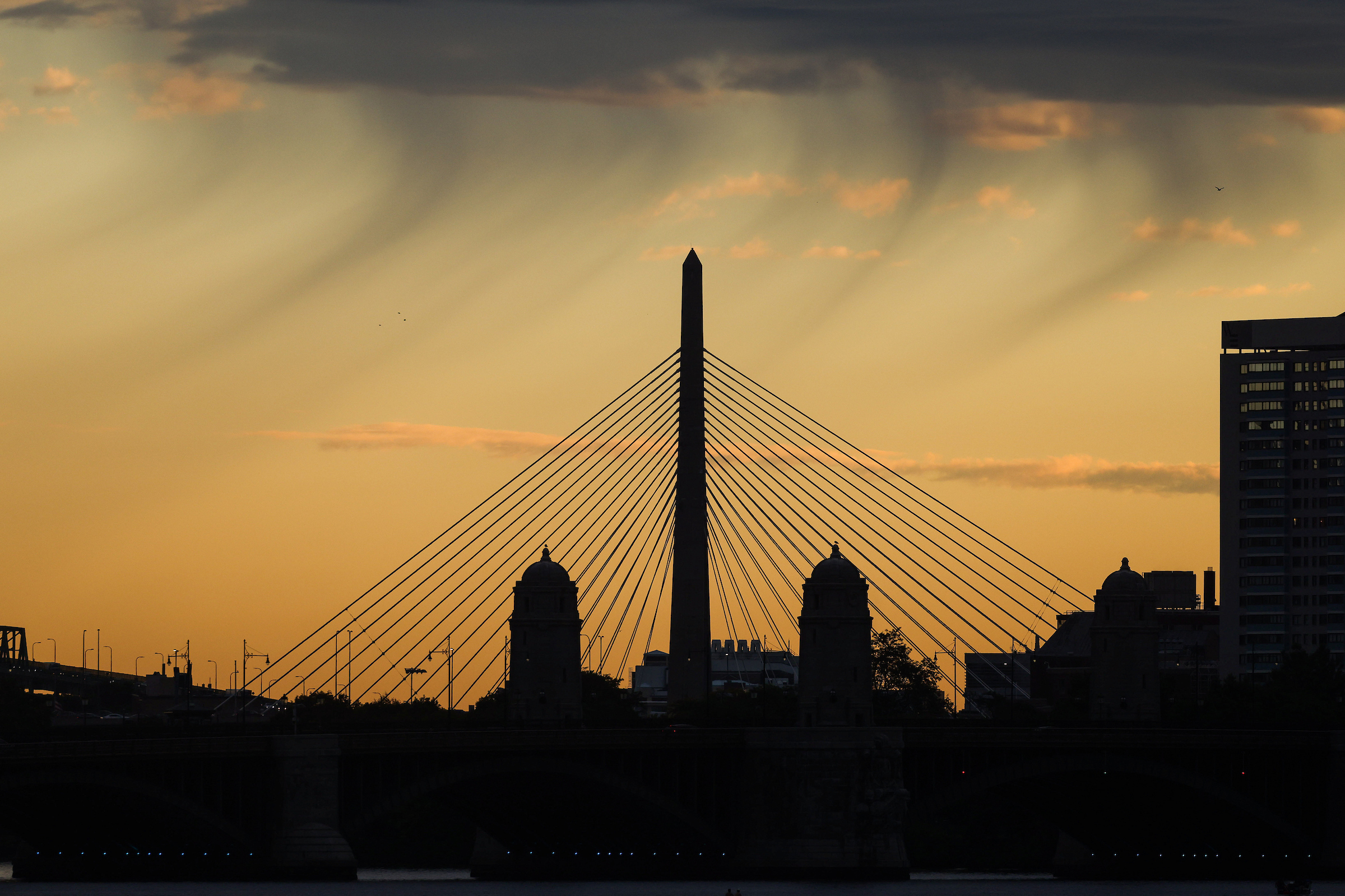 Sept. 27, 2024: The weather phenomenon called virga, or rain aloft,  is seen over Boston’s Zakim Bunker Hill bridge.