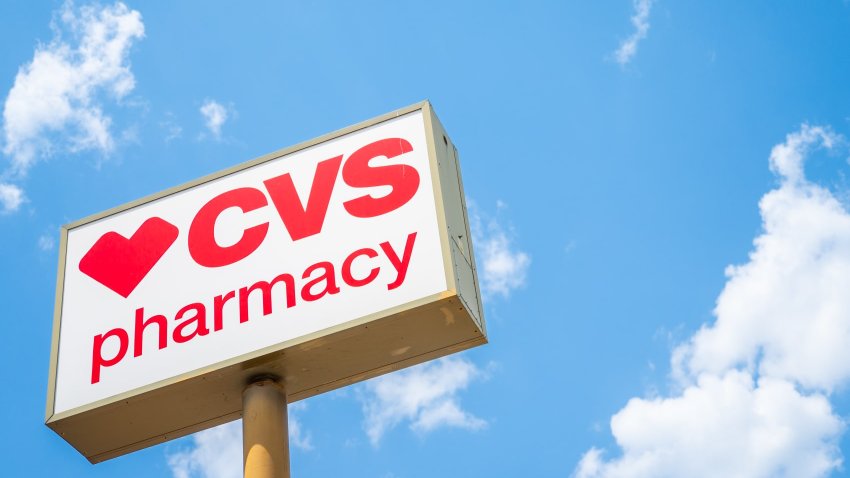 The CVS pharmacy logo is seen outside of a storefront on August 07, 2024 in Austin, Texas. 