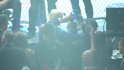 El presidente Donald Trump asiste a una pelea de UFC en Miami