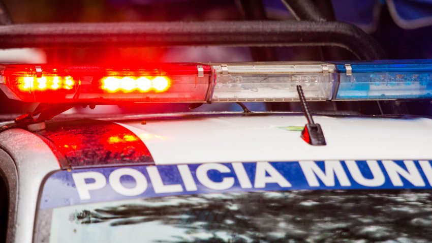 Police car with flash lights and signals