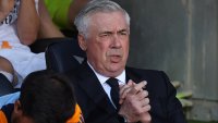 Carlo Ancelotti coaches during the match between FC Barcelona and Real Madrid CF, corresponding to week 35 of LaLiga EA Sports, at the Lluis Companys Stadium in Barcelona, Spain, on May 11, 2025. (Photo by Joan Valls/Urbanandsport/NurPhoto via Getty Images)