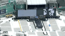 A Stage Set Up at Boston's Fenway Park On Thursday, May 29, 2025, Ahead of Shakira's Schedulated Concert.