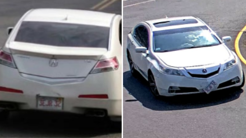 A car being sought as police in Springfield, Massachusetts, investigate a deadly hit-and-run crash on Monday, June 23, 2025.