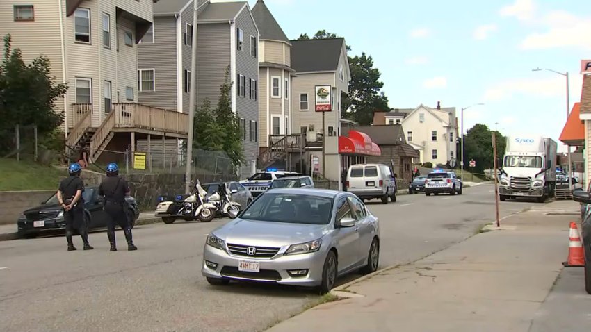 Worcester police create a perimeter on West Boylston Street on Wednesday, July 23, 2205.