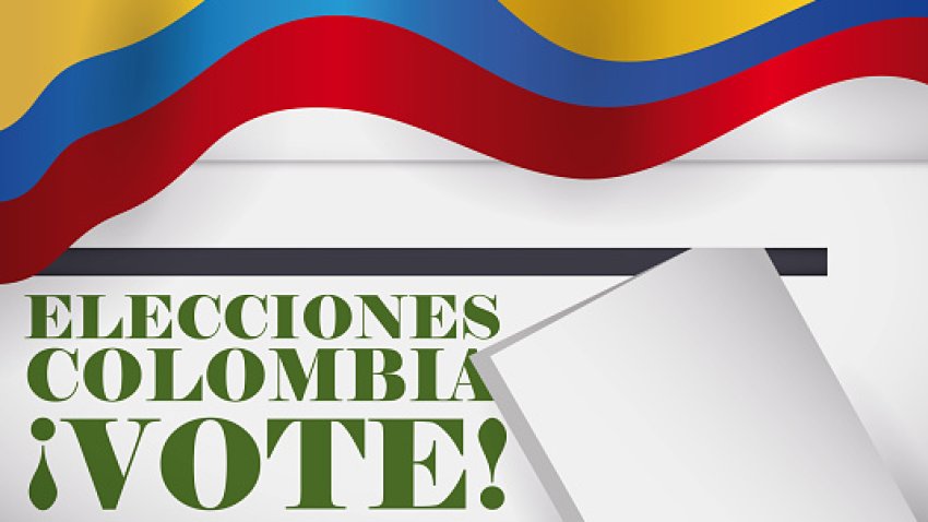 Box, Card and Flag Promoting to Vote for Colombia Elections