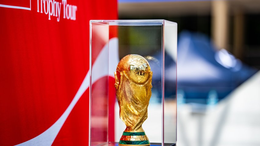 May 25, 2026; Toronto, ON, CAN; The FIFA World Cup trophy is displayed during the FIFA World Cup Trophy Tour by Coca-Cola at Nathan Phillips Square. Mandatory Credit: Kevin Sousa-Imagn Images