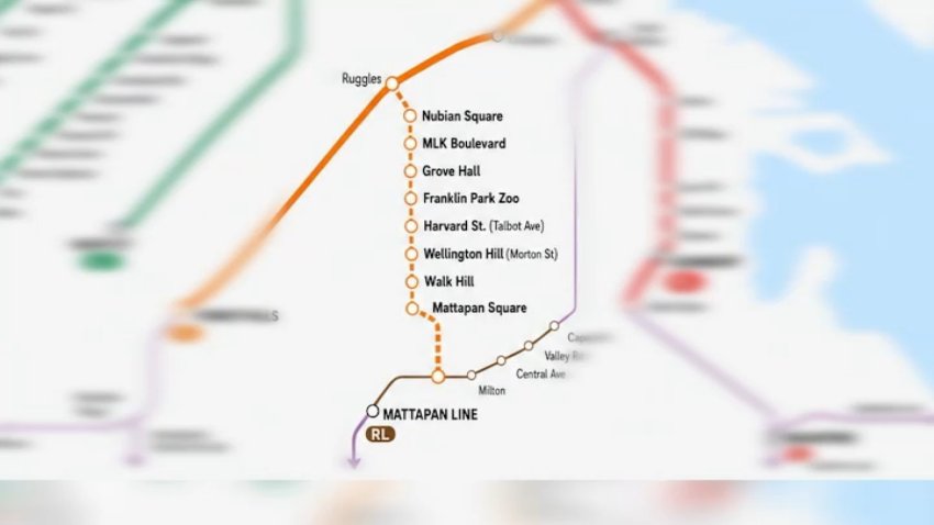 A proposed MBTA Orange Line extension to Mattapan from Ruggles station.