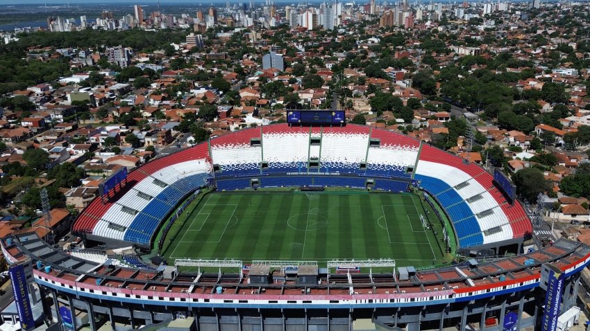 ASUNCION, PARAGUAY – NOVEMBER 20. Aerial view of the Defensores del Chaco Stadium ahead of the Copa CONMEBOL Sudamericana 2025 Final between Lanus and Atletico Mineiro on November 20, 2025 in Asuncion, Paraguay. (Photo by Christian Alvarenga/Getty Images)