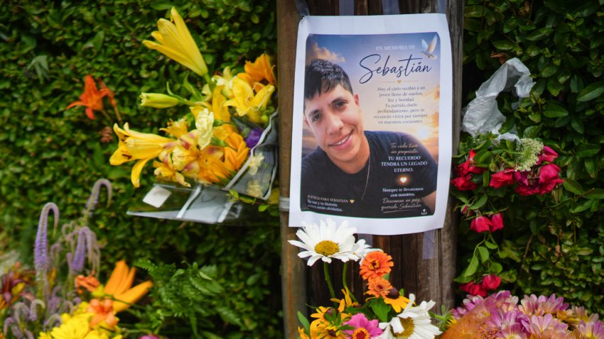 A makeshift memorial is seen in Biddeford, Maine, on Tuesday, July 14, 2026, a day after a man was fatally shot by U.S. Immigration and Customs Enforcement (ICE) agents. The victim has been identified as Johan Sebastián Durán Guerrero, from Colombia.