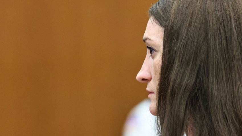 Lindsay Clancy sits in the court room during the start of second week of her trial in Plymouth Superior Court on Monday, Aug. 3, 2026. Clancy is charged with murdering her three young children in 2023 at their Duxbury home.