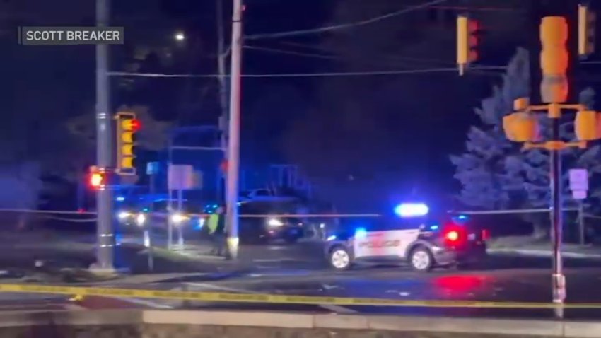 First responders at the scene of a deadly car crash in North Reading, Massachusetts, on Saturday, Aug. 22, 2026.