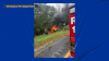 Auto se sale de la calle y se incendia en Shrewsbury